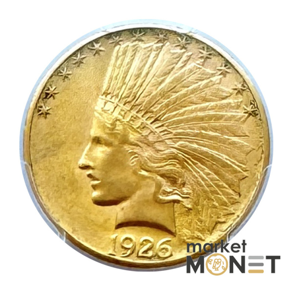 Золота монета 10 доларів 1926 США 900 16.72 г. Голова Індіанця у слабі MS 63