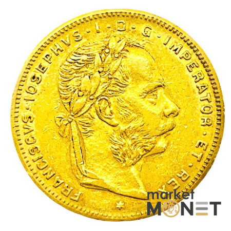 Золота монета 20 франків – 8 флоринів 1882 р. Австро-Угорщини