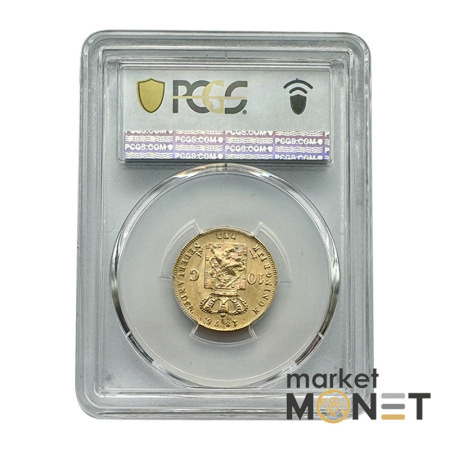 Золота монета 10 гульденів 1875 Нідерланди у слабі MS67