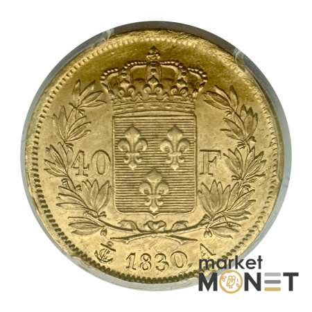 Золота монета 40 франків 1830-А Франція у слабі MS61