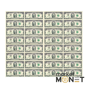 Нерозрізані банкноти 2 долари 32 шт