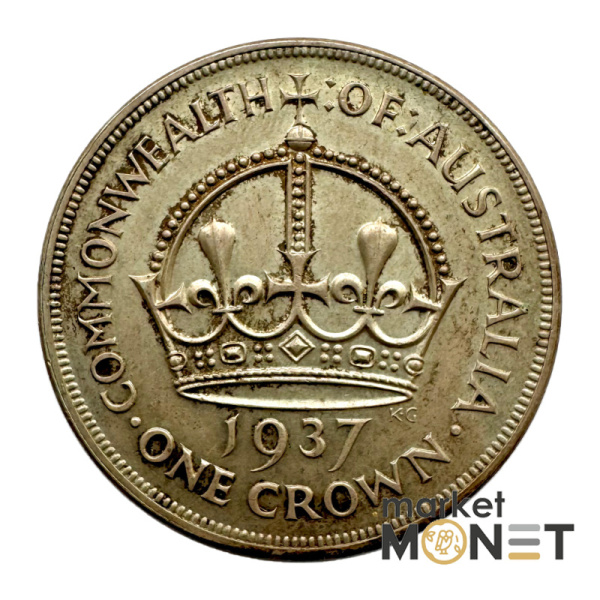 Срібна монета 1 крона 1937 рік Австралія 925 №3