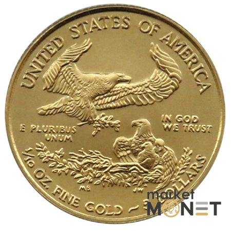 Золота монета 1/10 oz Американський Орел 5 доларів 2019 США