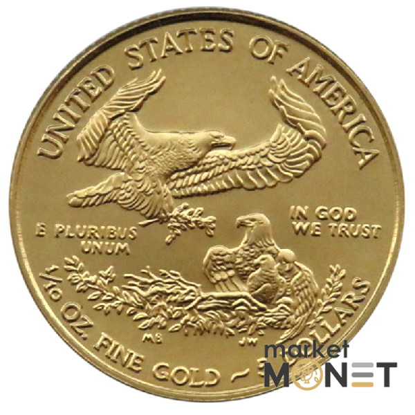 Золота монета 1/10 oz Американський Орел 5 доларів 2019 США