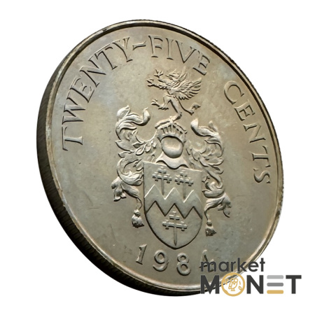 Монета 25 центів 1984 Бермудські Острови Королева Єлизавета II (4.22) Proof
