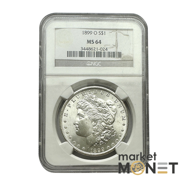 Срібна монета 1 долар 1899 р. США 900 долар Моргана монетний двіру "О" - Новий Орлеан (Луїзіана), в слабі MS 64