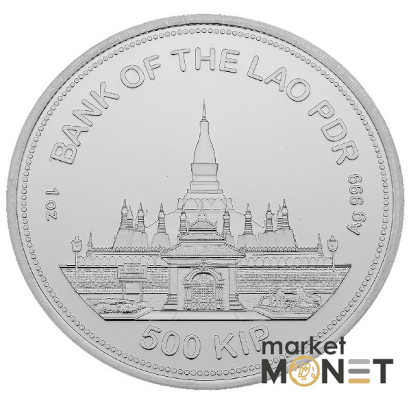 Срібна монета 500 кіп 2021 Лаос 999 1 Oz Лаоський тигр